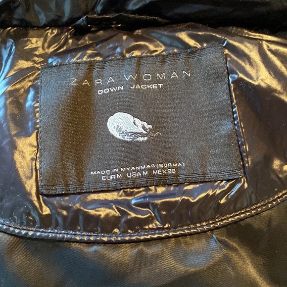 Zara Woman Glossy Black Down Jacket - Picture 4 of 6